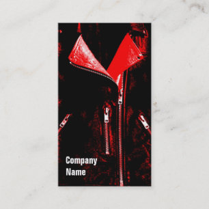 Leather Jacket Red business card black side text