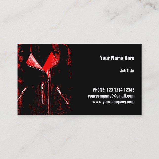 Leather Jacket Red business card horizontal (Front)