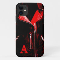 Leather Jacket Red "Monogram" iPhone 5 case