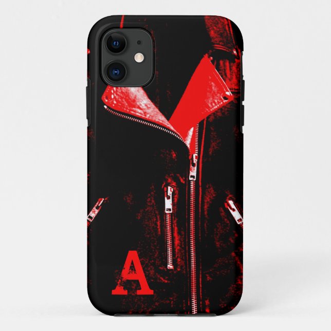 Leather Jacket Red "Monogram" iPhone 5 case (Back)