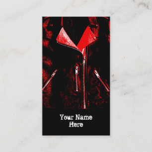 Leather Jacket Red 'Name' business card black