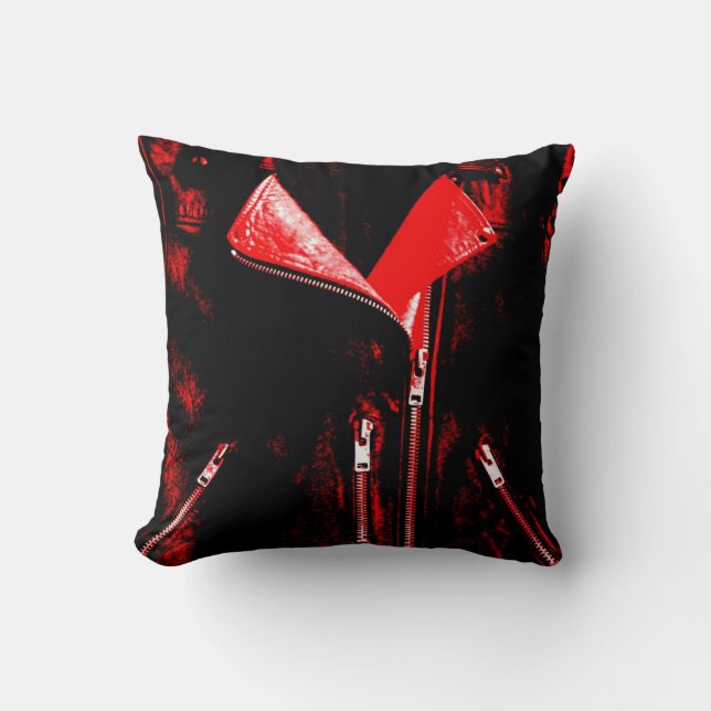 Leather Jacket Red printed throw pillow square (Front)