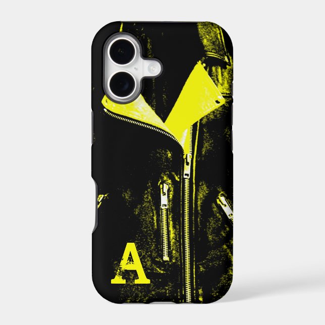 Leather Jacket Yellow monogram iPhone 5 case (Back)