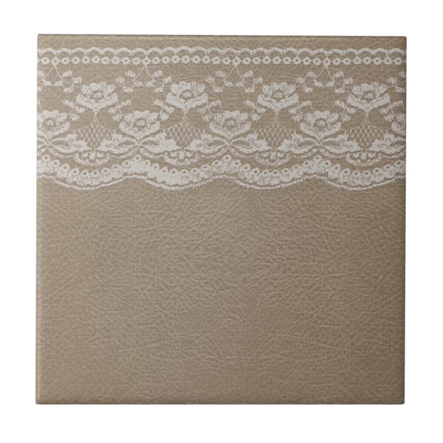 Leather & Lace Wedding Ceramic Tile (Front)