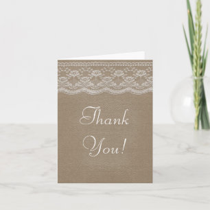 Leather & Lace Wedding Thank You Card