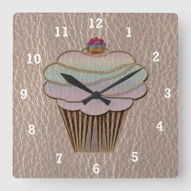 Leather-Look Baking Soft Square Wall Clock (Front)