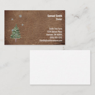 Leather Look Balsam Fir Tree Seven Line Custom  Business Card