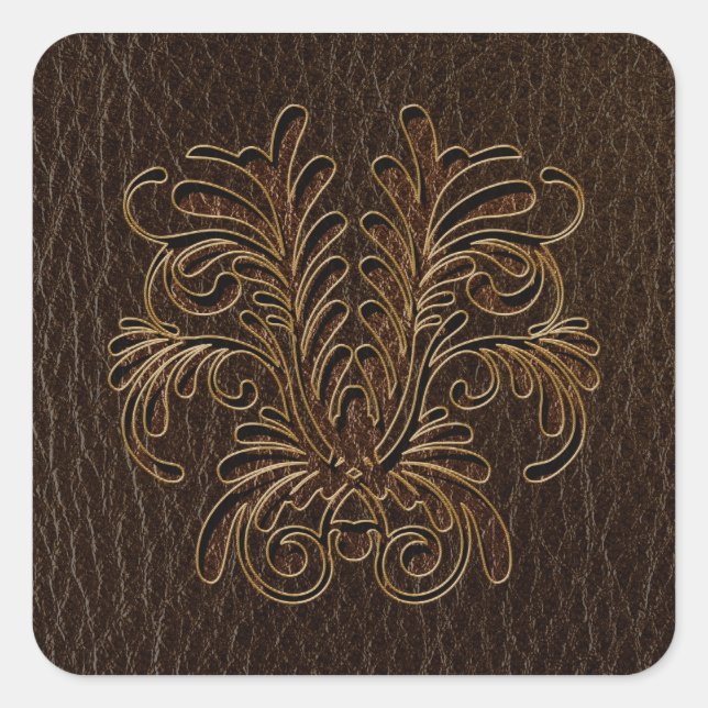 Leather-Look Bouquet 1 Dark Square Sticker (Front)
