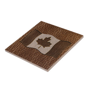 Leather-Look Canada Flag Ceramic Tile