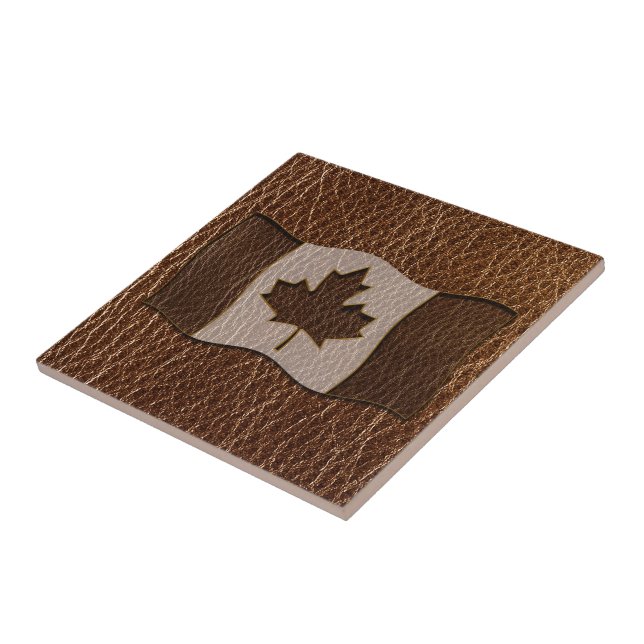 Leather-Look Canada Flag Ceramic Tile (Side)