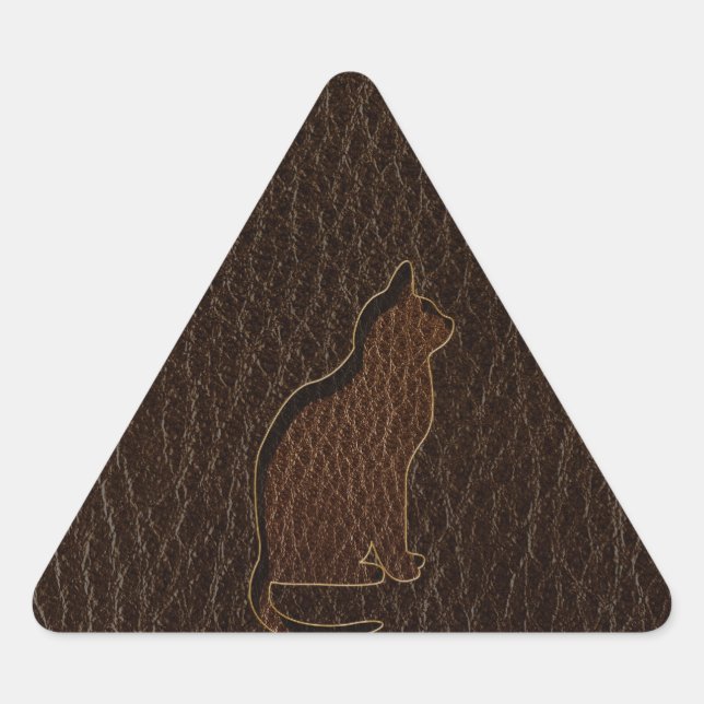 Leather-Look Cat Dark Triangle Sticker (Front)