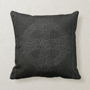 Leather Look Celtic Cross Pillow
