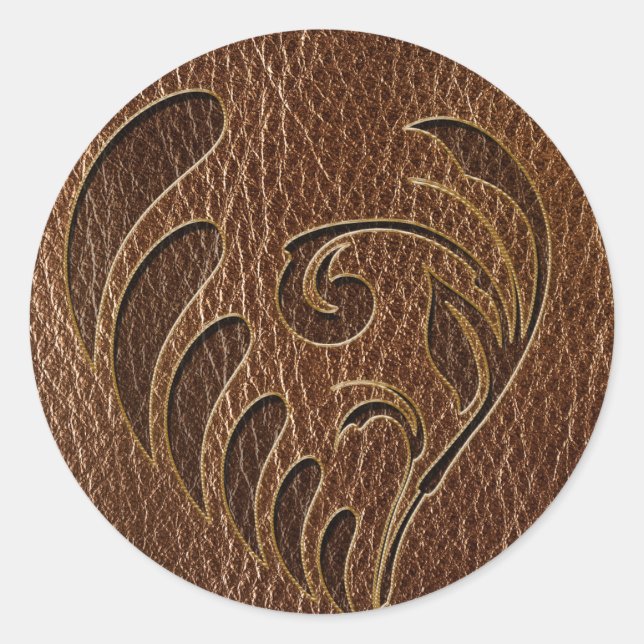 Leather-Look Flower Classic Round Sticker (Front)