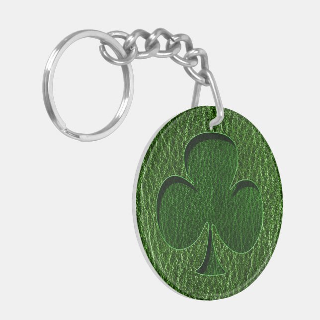 Leather-Look Irish Clover Key Ring (Front Left)