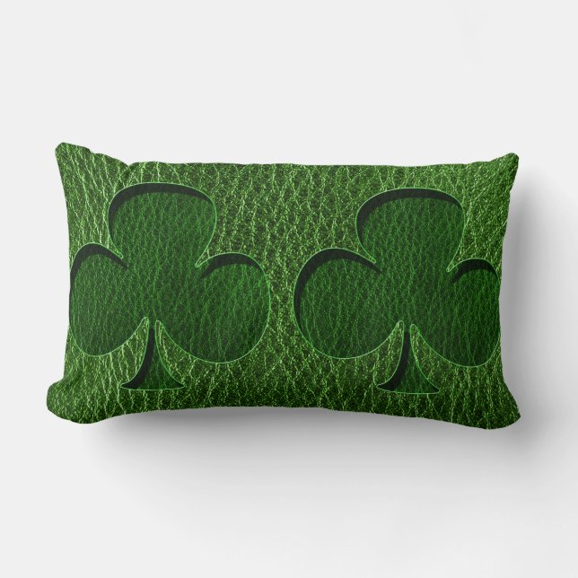 Leather-Look Irish Clover Lumbar Cushion (Front)