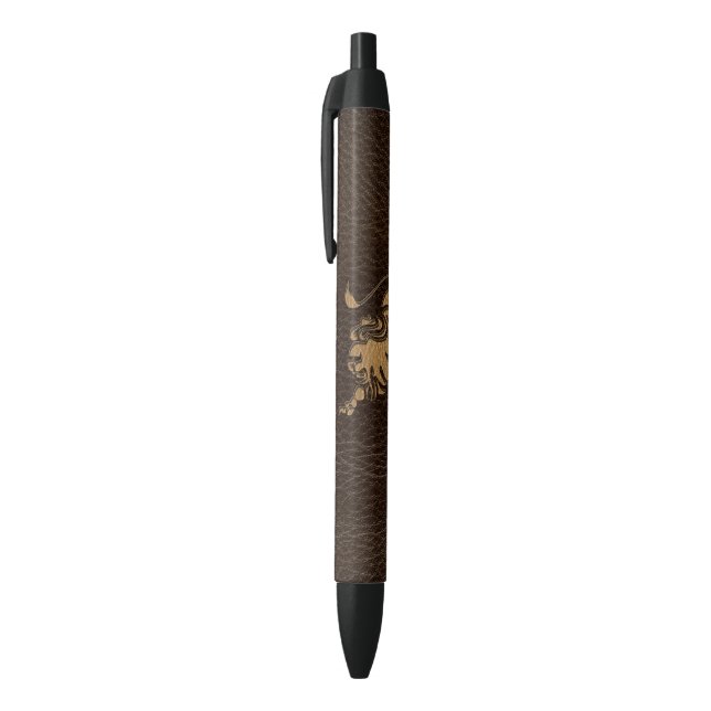 Leather-Look Leo Black Ink Pen (Top (Vertical))