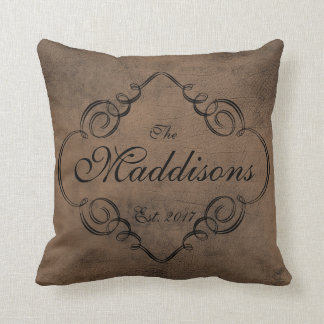 Leather Look Monogram Wedding Keepsake Cushion
