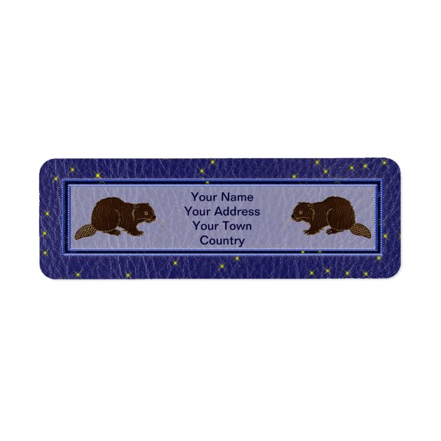 Leather-Look Native American Zodiac Beaver Return Address Label (Front)