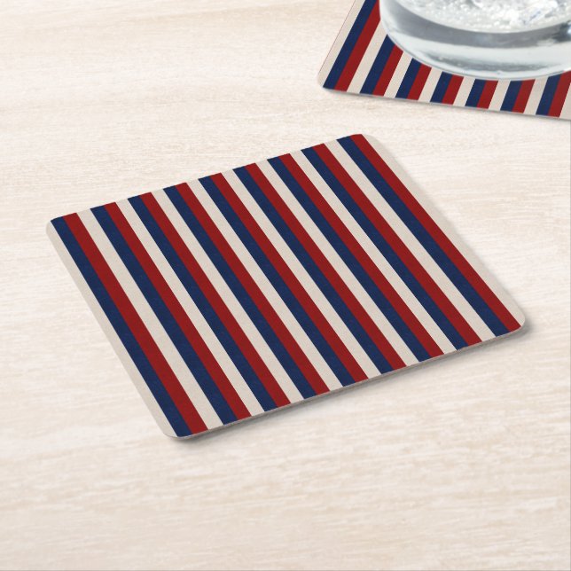 LEATHER LOOK PATRIOTIC STRIPES-PAPER COASTERS (Angled)