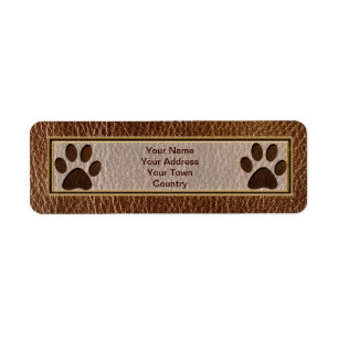 Leather-Look Paw Return Address Label