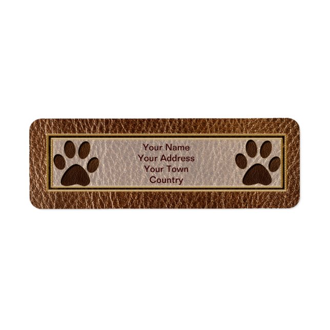Leather-Look Paw Return Address Label (Front)