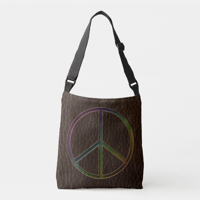 Leather-Look Peace Colour Dark Crossbody Bag (Front)