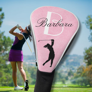 Leather Look Pink Women’s Monogram Name  Golf Head Cover