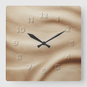 leather look square wall clock