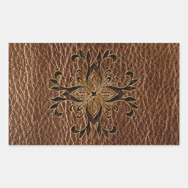 Leather-Look Star Rectangular Sticker (Front)