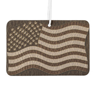 Leather-Look USA Flag Dark Car Air Freshener