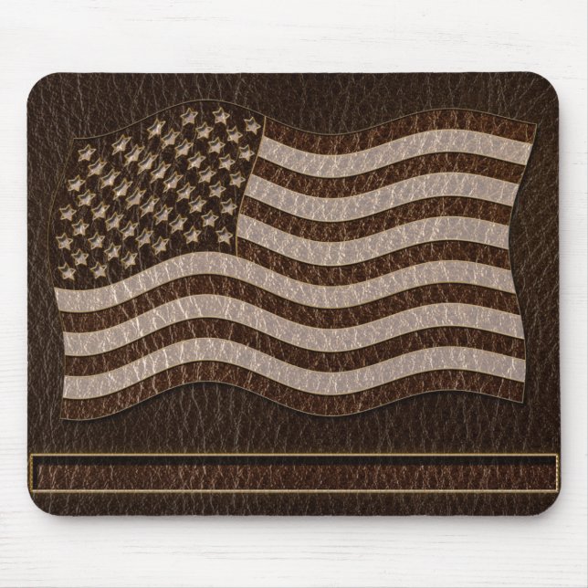 Leather-Look USA Flag Dark Mouse Pad (Front)
