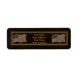 Leather-Look USA Flag Dark Return Address Label
