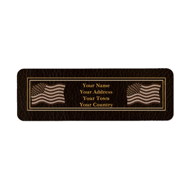 Leather-Look USA Flag Dark Return Address Label (Front)
