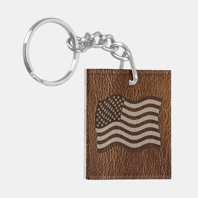 Leather-Look USA Flag Key Ring (Front Left)