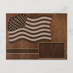 Leather-Look USA Flag Postcard