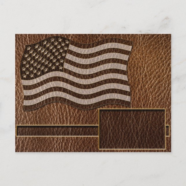 Leather-Look USA Flag Postcard (Front)