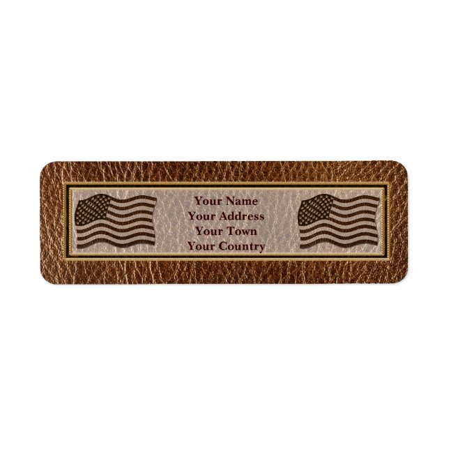 Leather-Look USA Flag Return Address Label (Front)