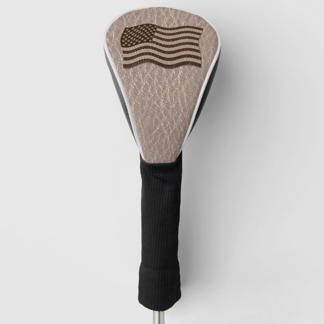 Leather-Look USA Flag Soft Golf Head Cover (Front)