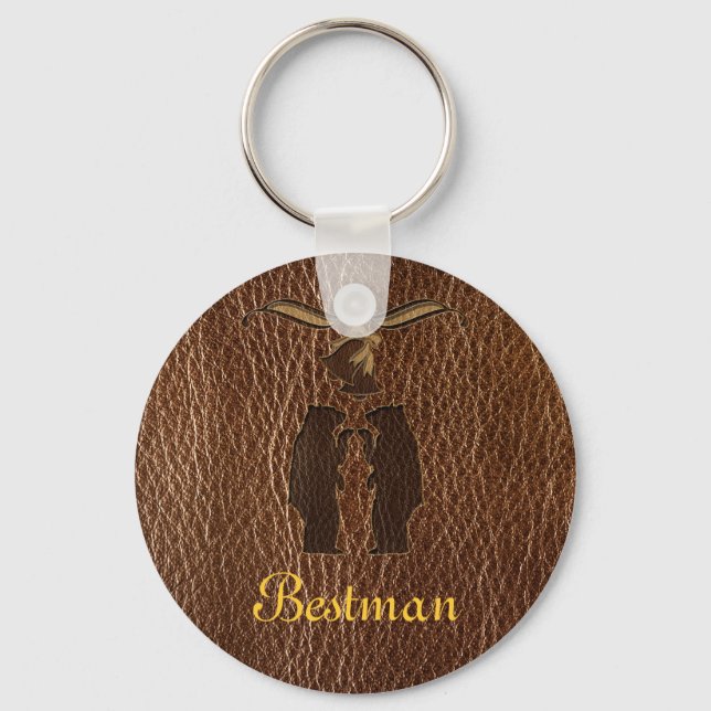 Leather-Look Wedding Key Ring (Front)