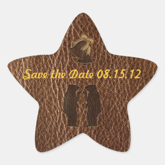 Leather-Look Wedding Star Sticker