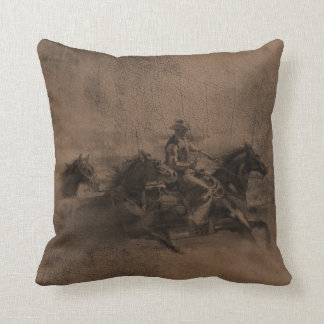 Leather Look Western Cowboy Reversible Pillow