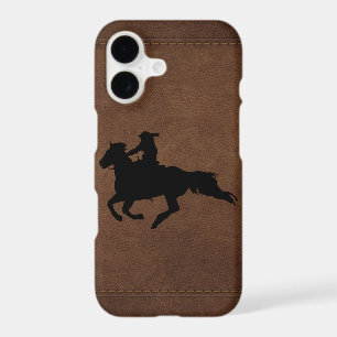 Leather-look Western Rodeo Galloping Horse Rider