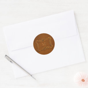 Leather look with customisable Monogram Classic Round Sticker