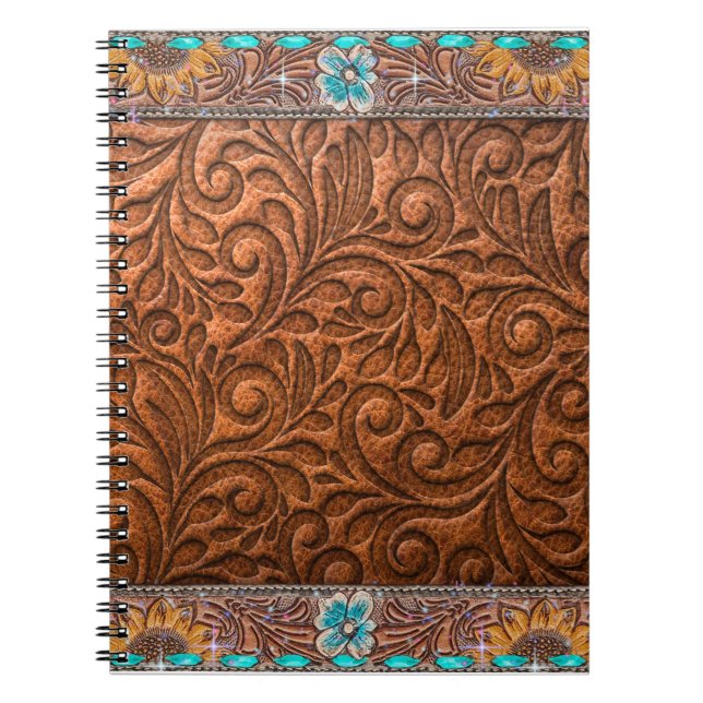 Leather Look With Turquoise Accents Notebook (Front)