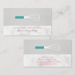 Leather Marble Trim Whisk Tools Business Card