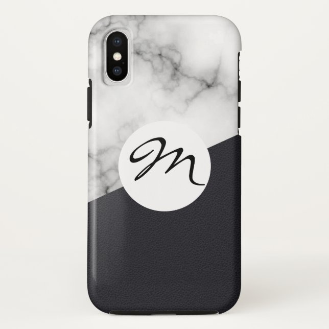 leather marble with monogram Case-Mate iPhone case (Back)