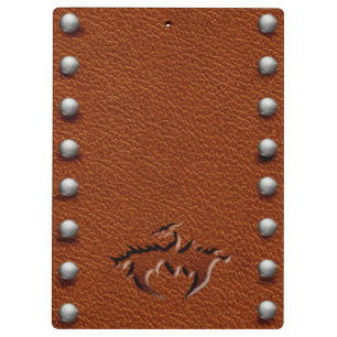Leather mediaeval dragon pouch clip board