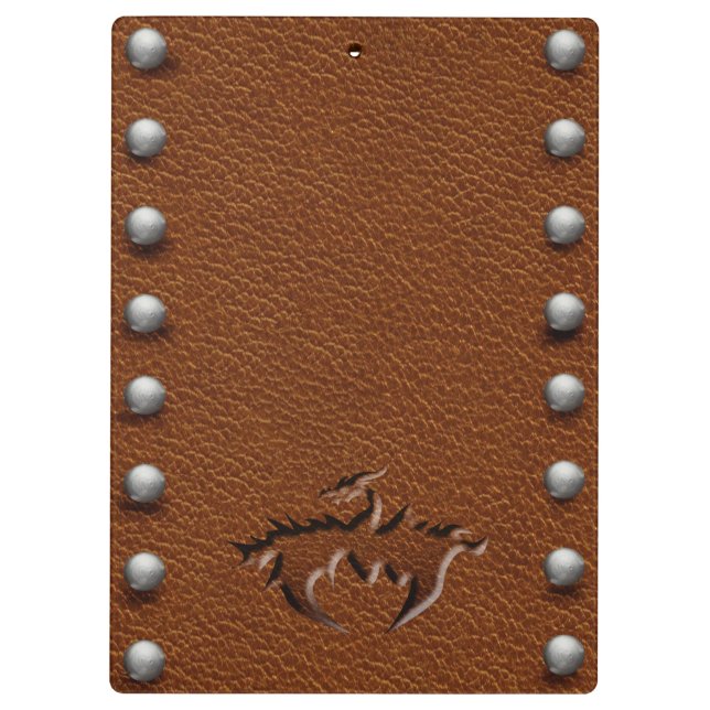 Leather mediaeval dragon pouch clip board (Back)