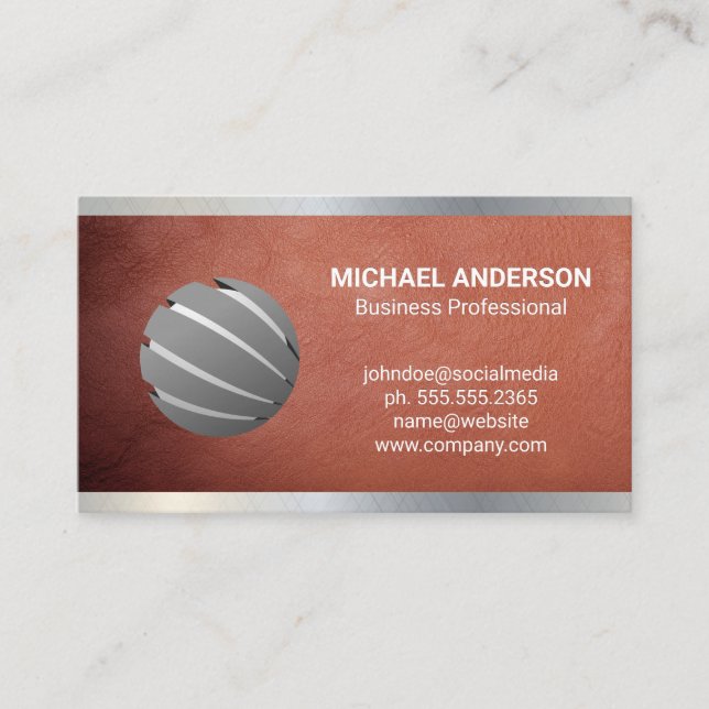Leather Metal | Modern Logo Business Card (Front)