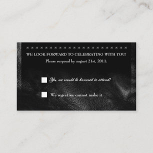 Leather Metal Studs RSVP Reception card